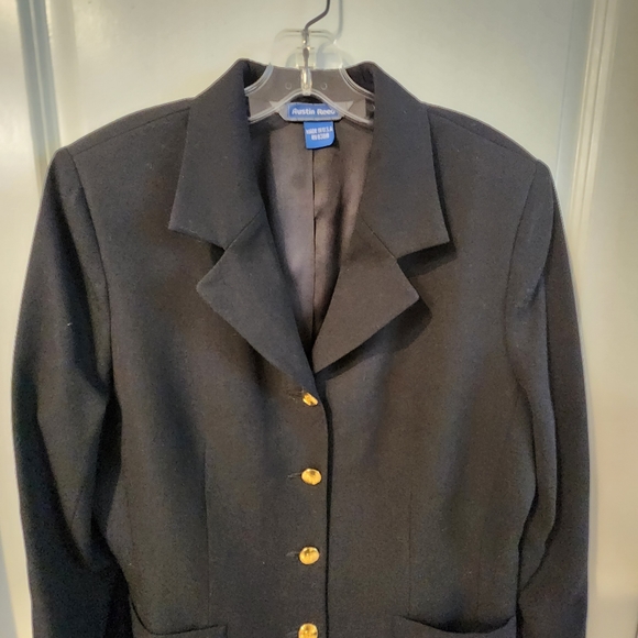 Austin Reed worsted wool black jacket blazer size 14, gold buttons, made in USA. - Picture 6 of 7